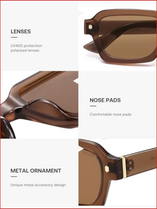 Retro Trendy Polarized Square Sunglasses with UV Protection